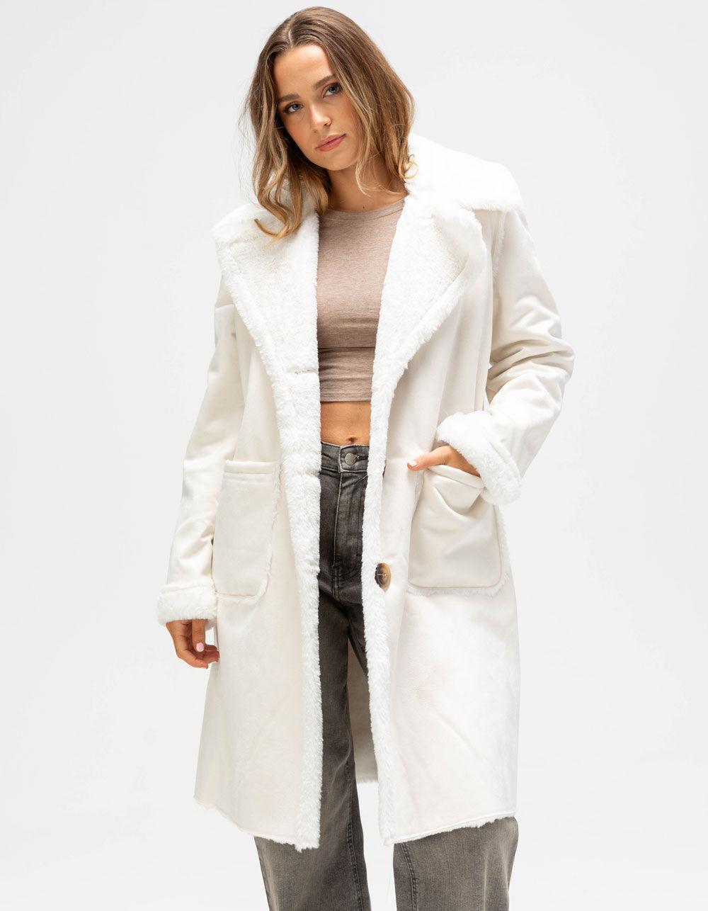 NVLT Shearling Womens Coat - CREAM Product Image