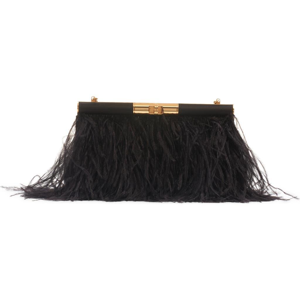 Dolce&gabbana Marlene Feather Trim Shoulder Bag In Nero Product Image