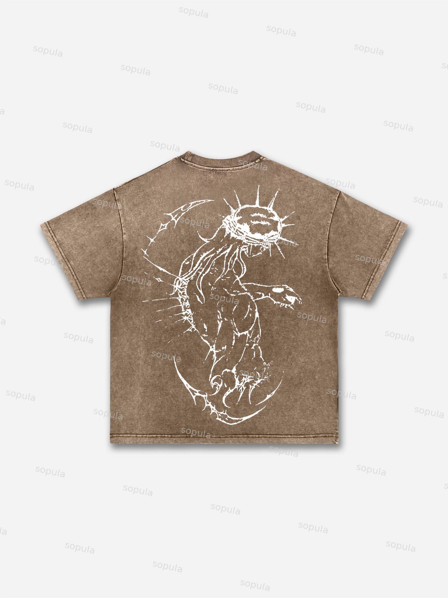 Cross Jesus Graphic Acid Wash T-shirt Product Image