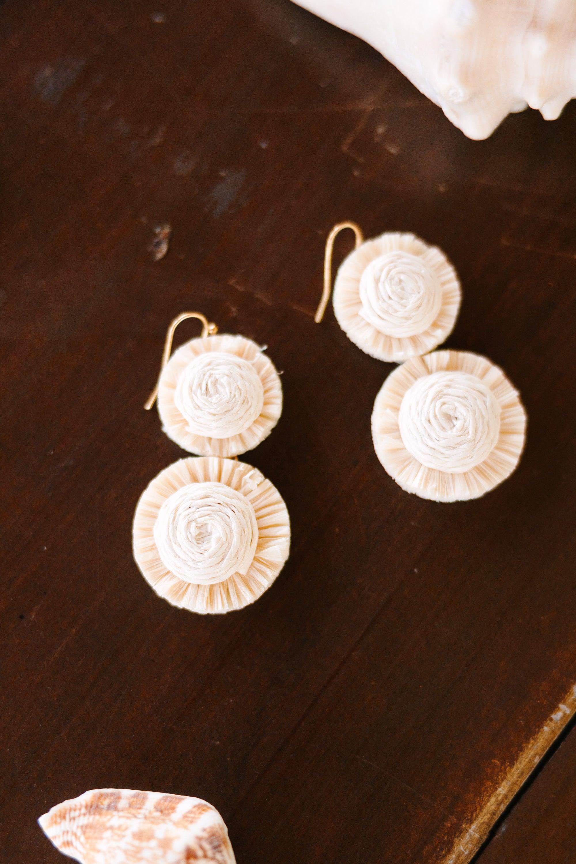 On Island Time White Raffia Earrings Female Product Image