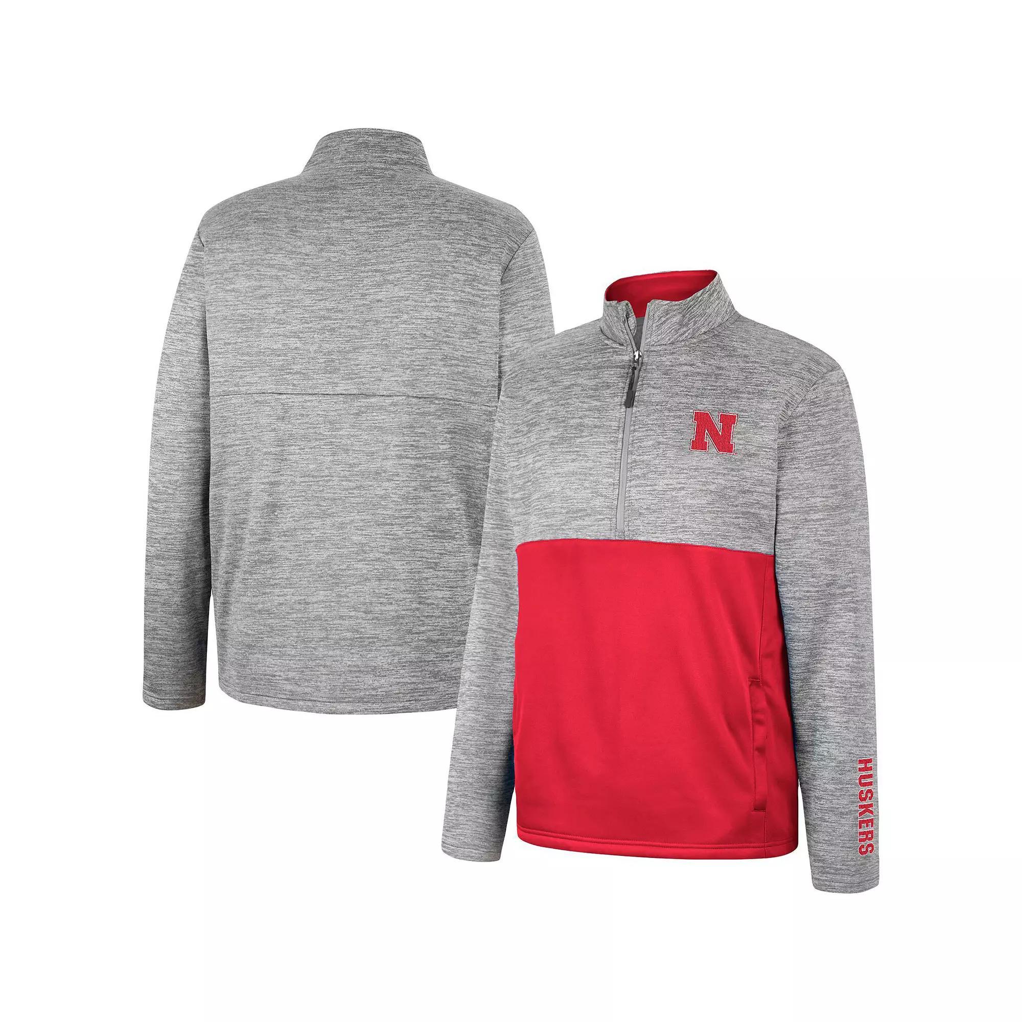 Men's Colosseum Gray Nebraska Huskers John Half-Zip Jacket, Size: Small, Grey Product Image