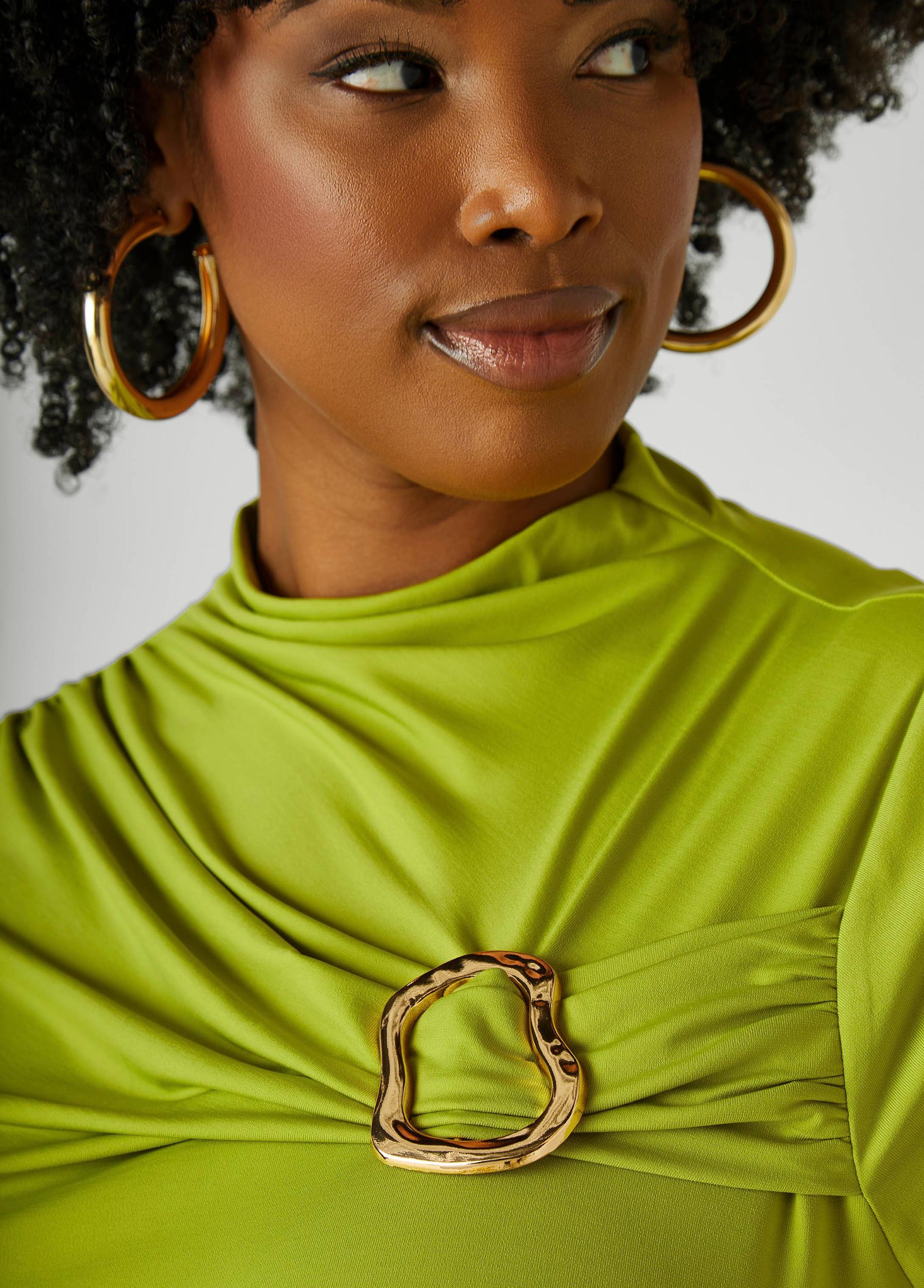 Plus Size Gathered Embellished Top Ashley Stewart Product Image