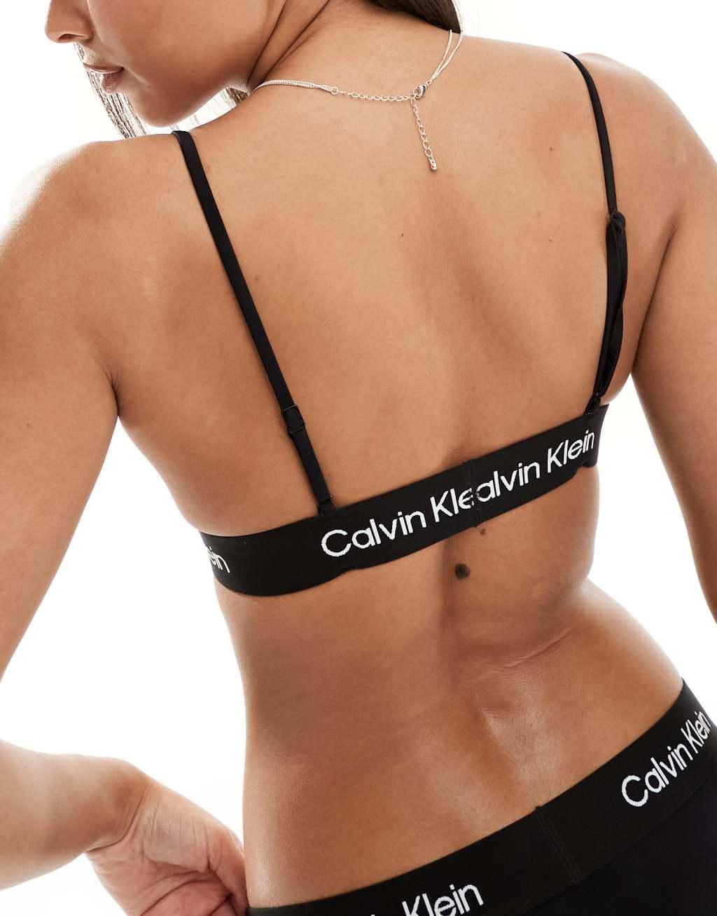 Calvin Klein CK 96 triangle bralet bikini top in black Product Image