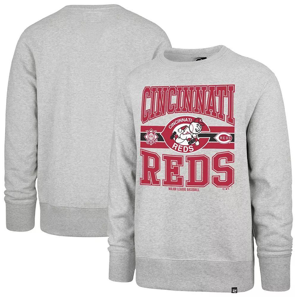 Men's '47  Gray Cincinnati Reds Letters Headline Pullover Sweatshirt, Size: 2XL, Red Grey Product Image