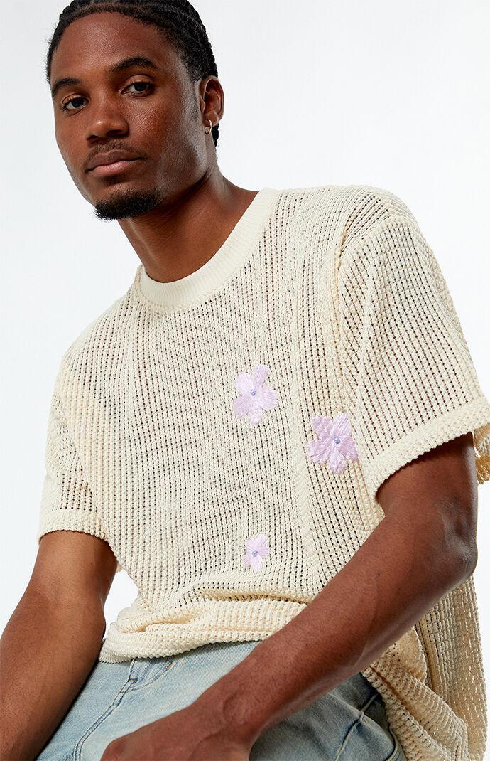 Men's Flower Crochet Oversized T-Shirt Product Image