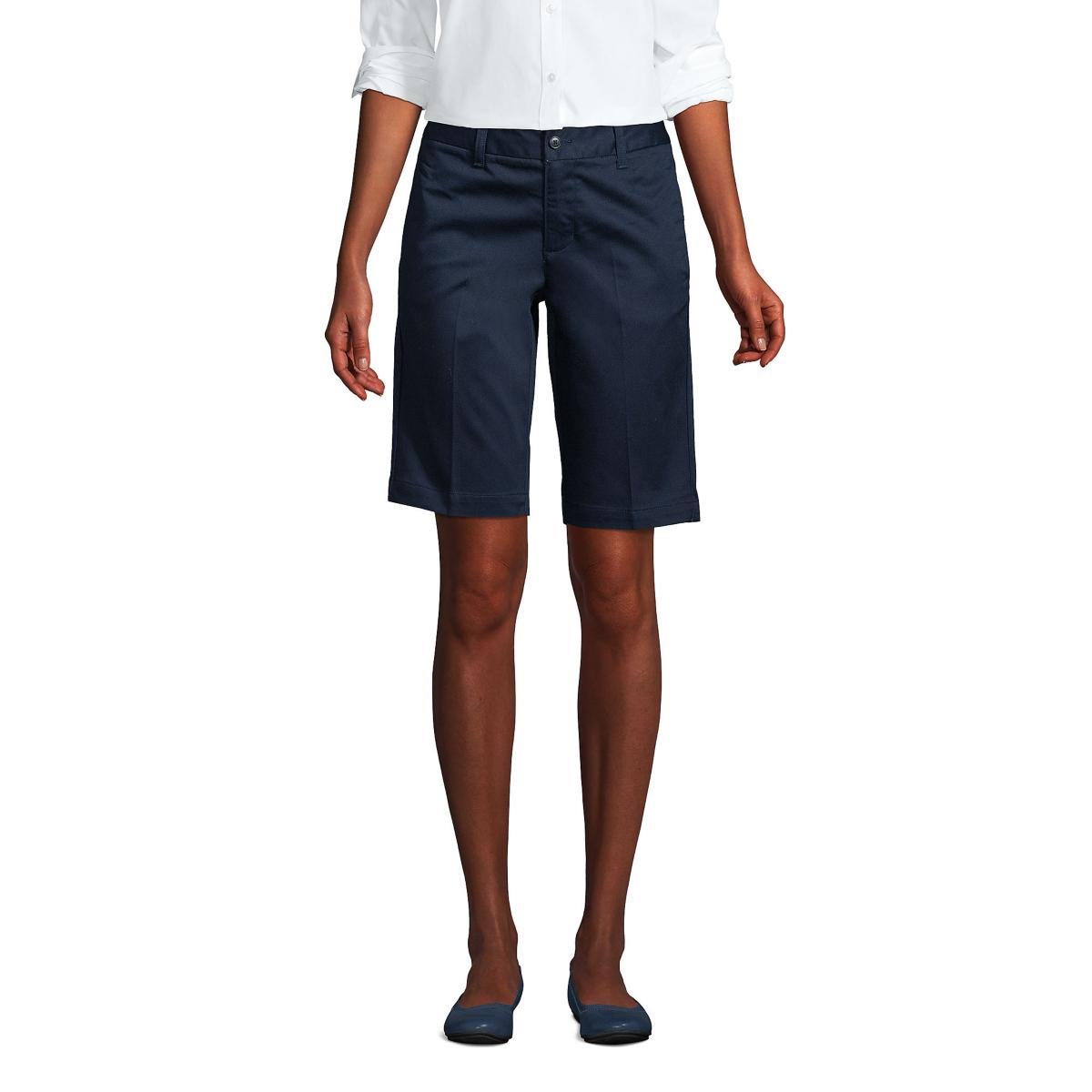 Plus Size Lands End School Uniform Plain Front Blend Chino Shorts, Womens Classic Blue Product Image