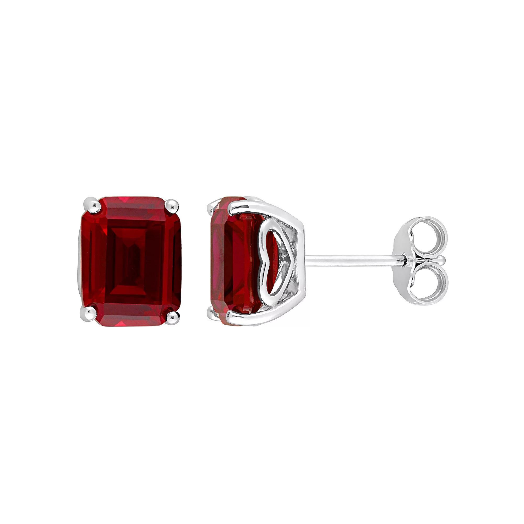 Stella Grace Sterling Silver & Gemstone Stud Earrings, Women's, Created Red Product Image