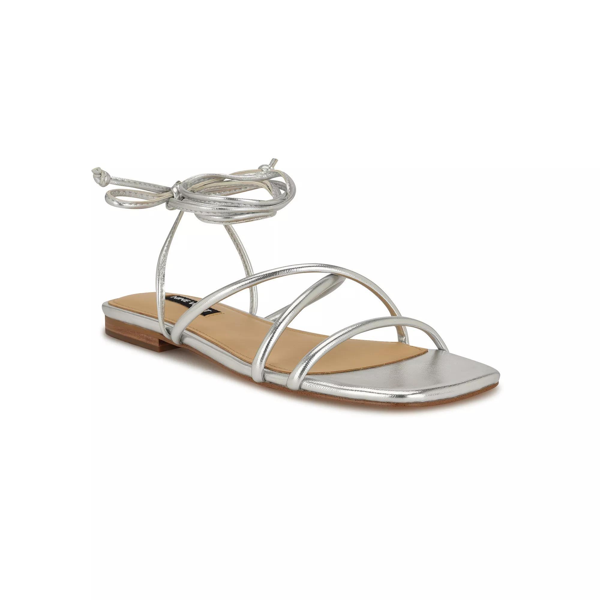 Nine West Mikila Women's Square Toe Slip-On Flat Sandals, Size: 6, Silver Product Image