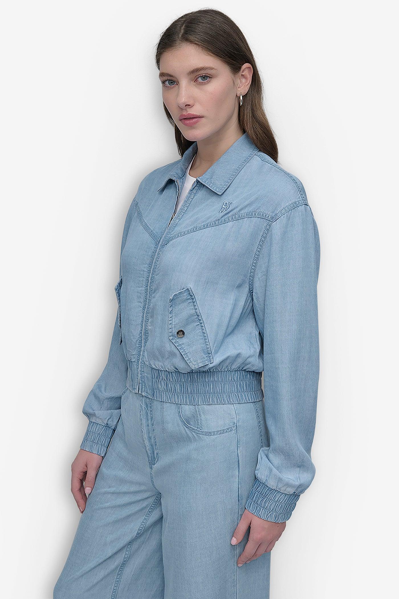 LONG SLEEVE ZIP FRONT TENCEL BOMBER Product Image