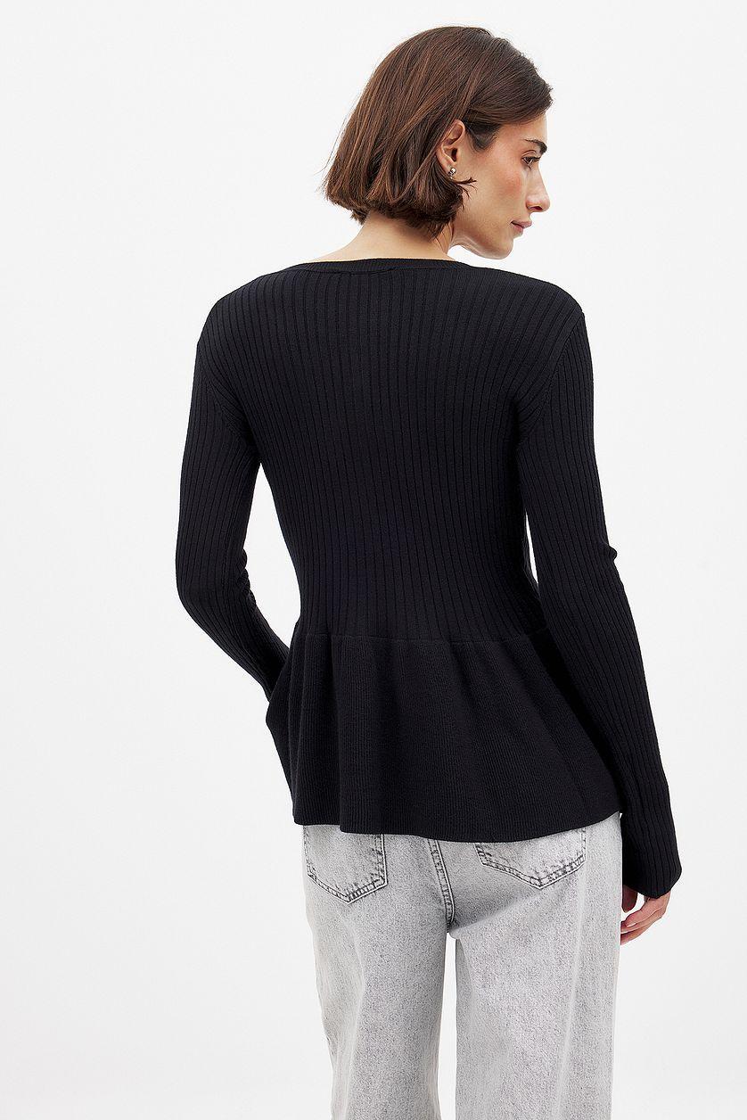 Knitted Peplum Top Beige Product Image