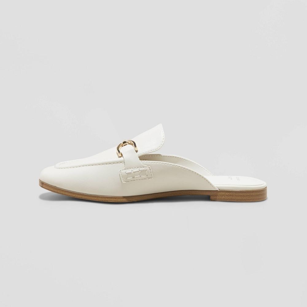 Womens Sandy Mule Flats with Memory Foam Insole - A New Day Off-White 10 Product Image