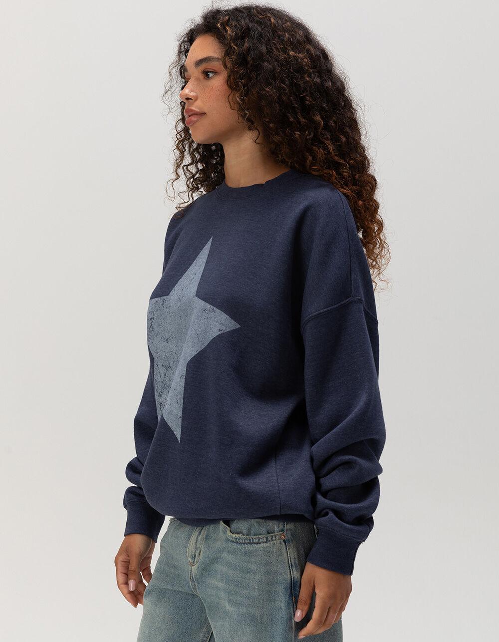RSQ Womens Star Crewneck Sweatshirt - BLUE Product Image