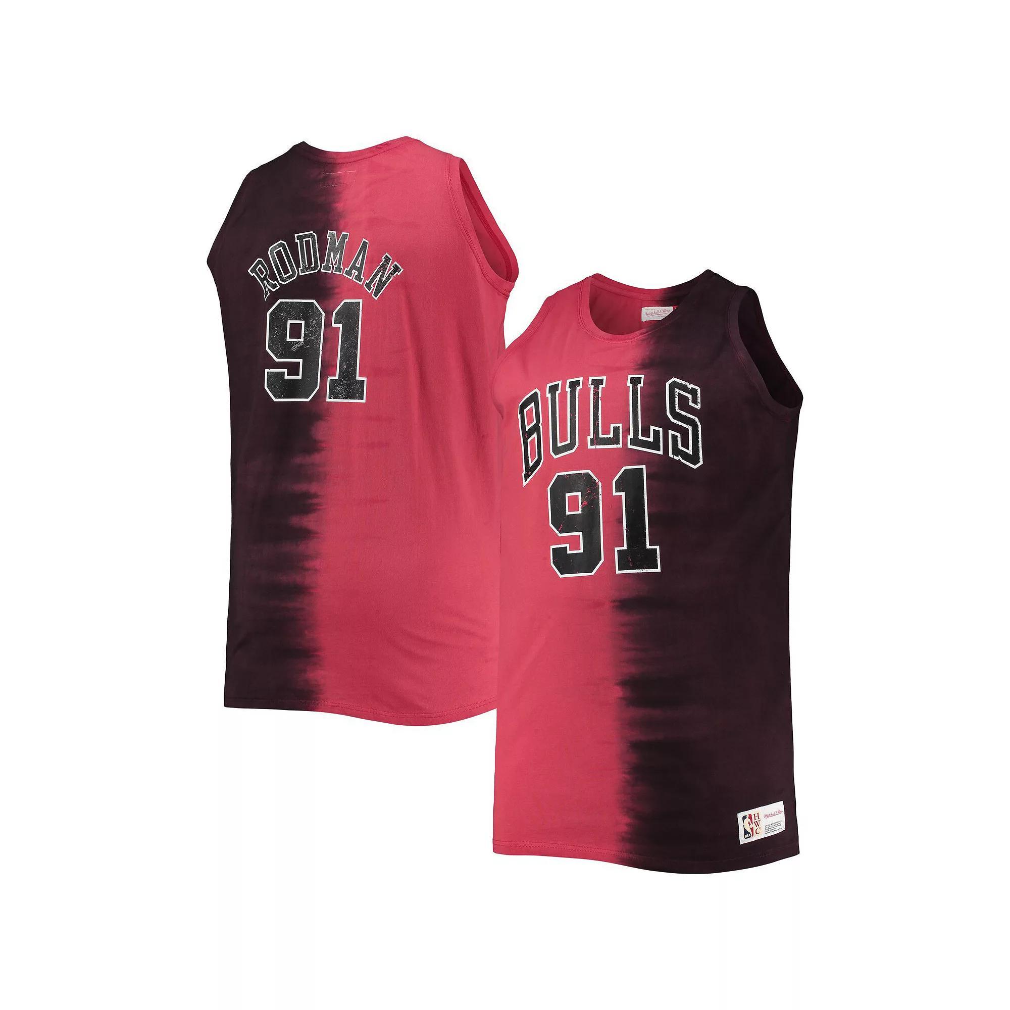 Men's Mitchell & Ness Dennis Rodman Black/Red Chicago Bulls Profile Tie-Dye Player Tank Top, Size: 6XB Product Image
