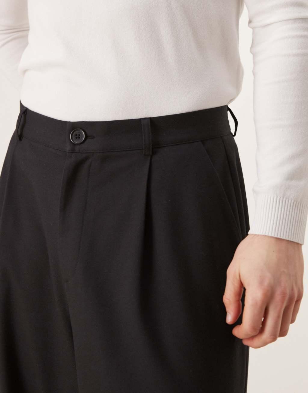 ASOS DESIGN horseshoe smart pants in black Product Image