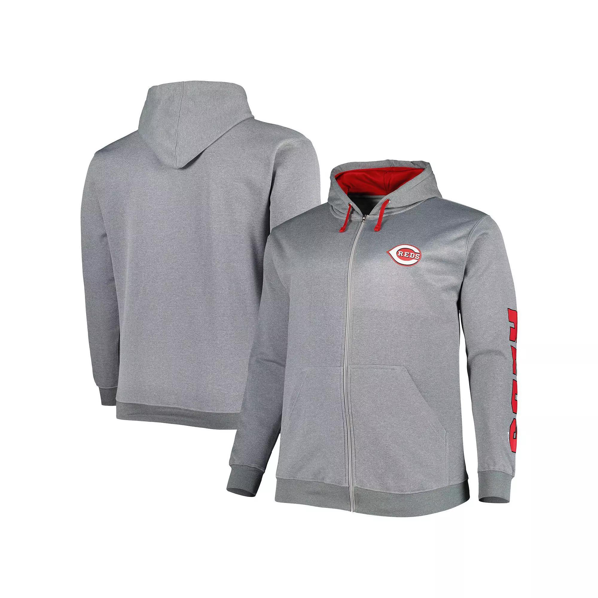 Men's Profile Ash Cincinnati Reds Big & Tall Pullover Hoodie, Size: 2XLT, Red Black Product Image