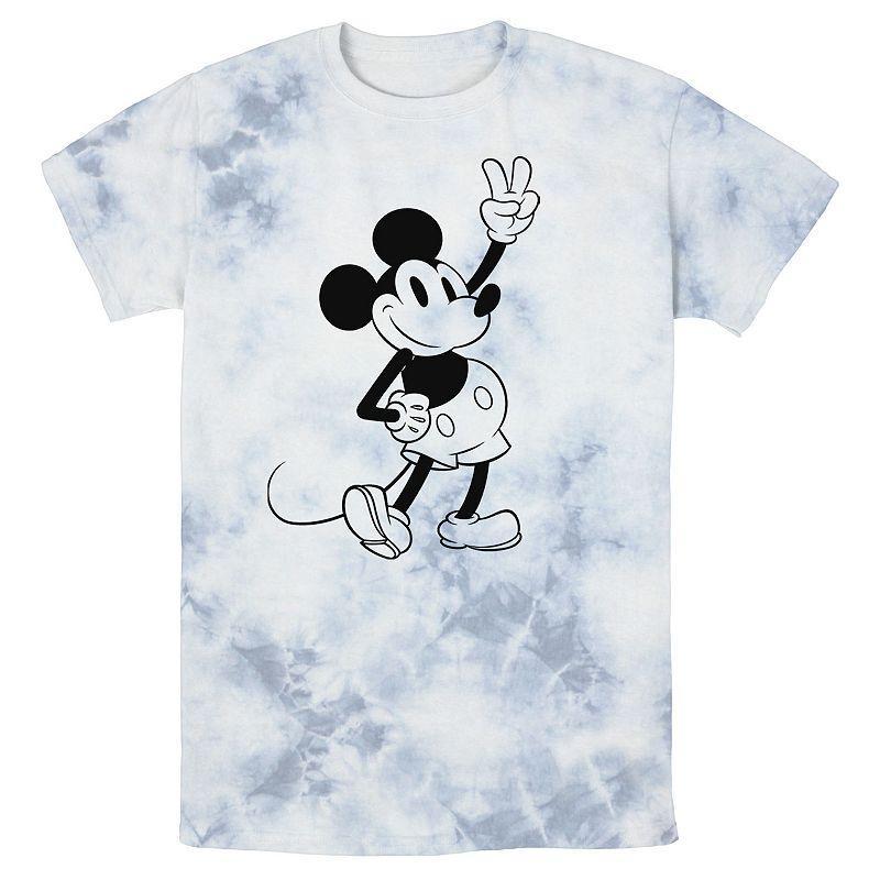 Men's Disney Mickey And Friends Mickey Peace Outline Wash Tee, Size: XL, White Blue Product Image