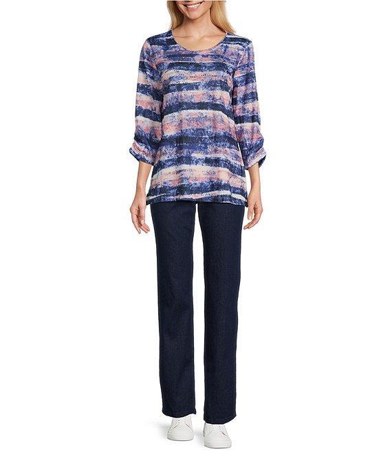 Allison Daley Straight Leg Stretch Denim Elastic Waist Pull-On Pants Product Image