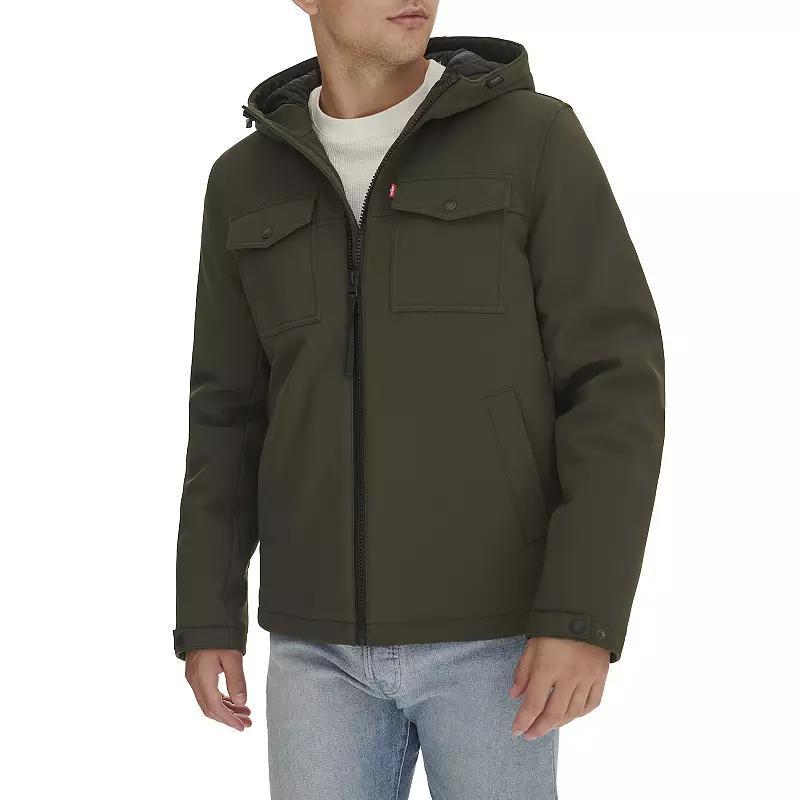 Men's Levi's® Soft Shell Quilt Lined Hooded Storm Coat, Size: XXL, Black Product Image