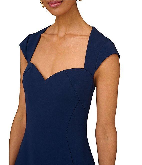 Aidan Mattox Stretch Sweetheart Neckline Cap Sleeve Contour Seams Gown Product Image