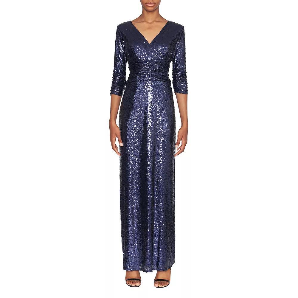Women's Focus By Shani V-Neck Sequin Column Evening Gown,  Product Image