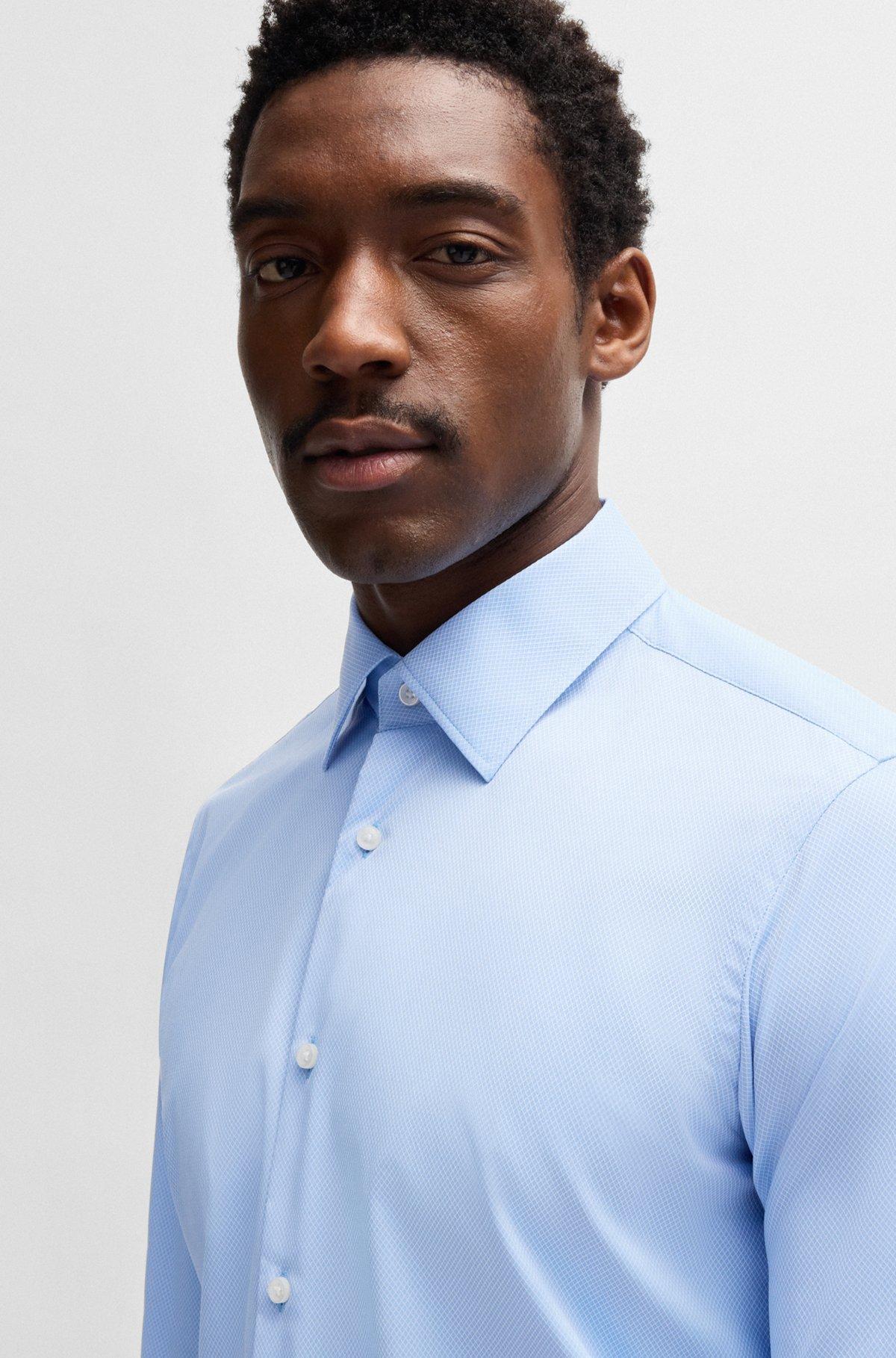 Regular-fit shirt in structured stretch fabric Product Image