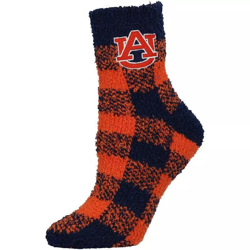 Womens ZooZatz Auburn Tigers Fuzzy Buffalo Checkered Ankle Socks, Blue Product Image