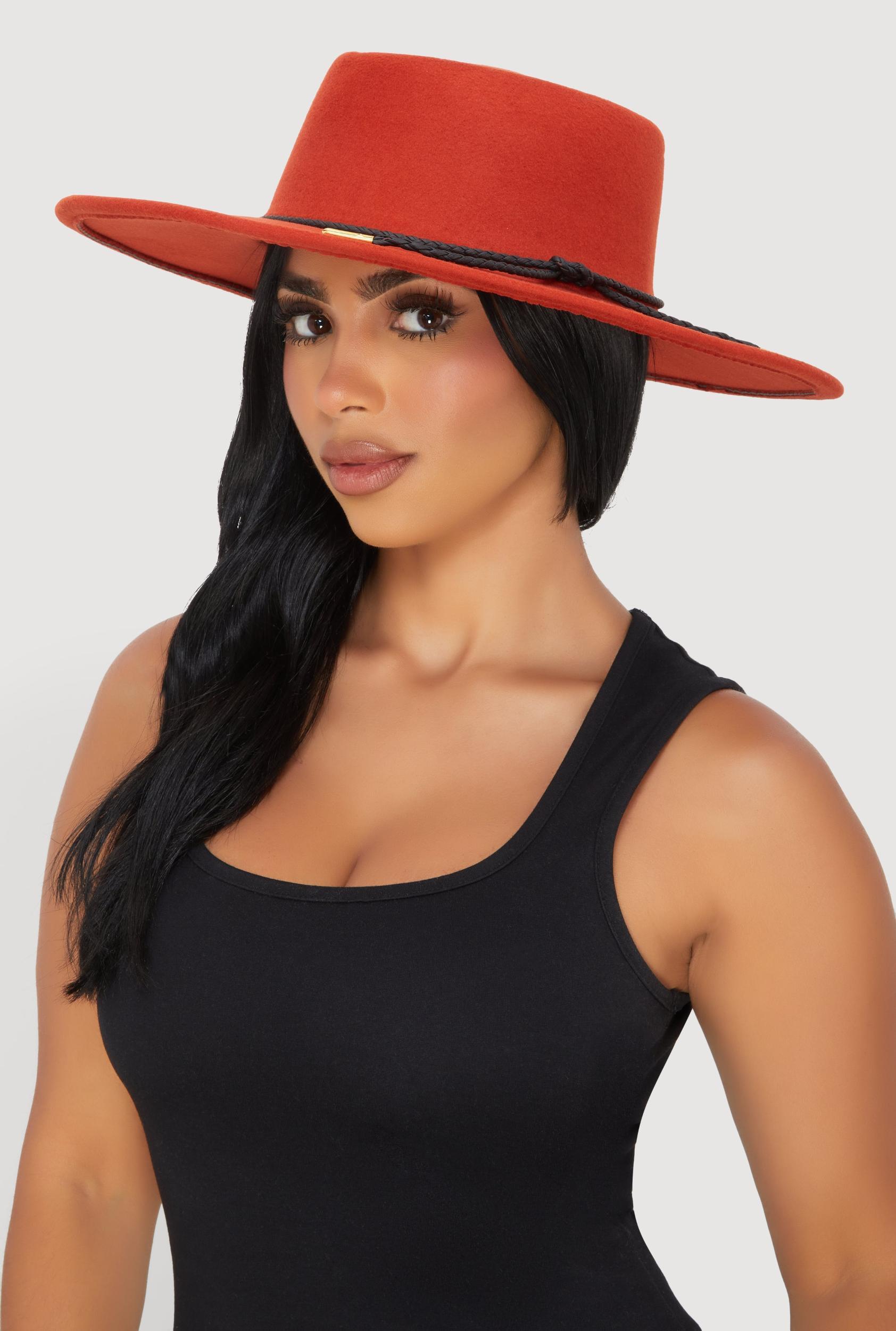 Faux Suede Braided Cord Detail Panama Hat Female Product Image