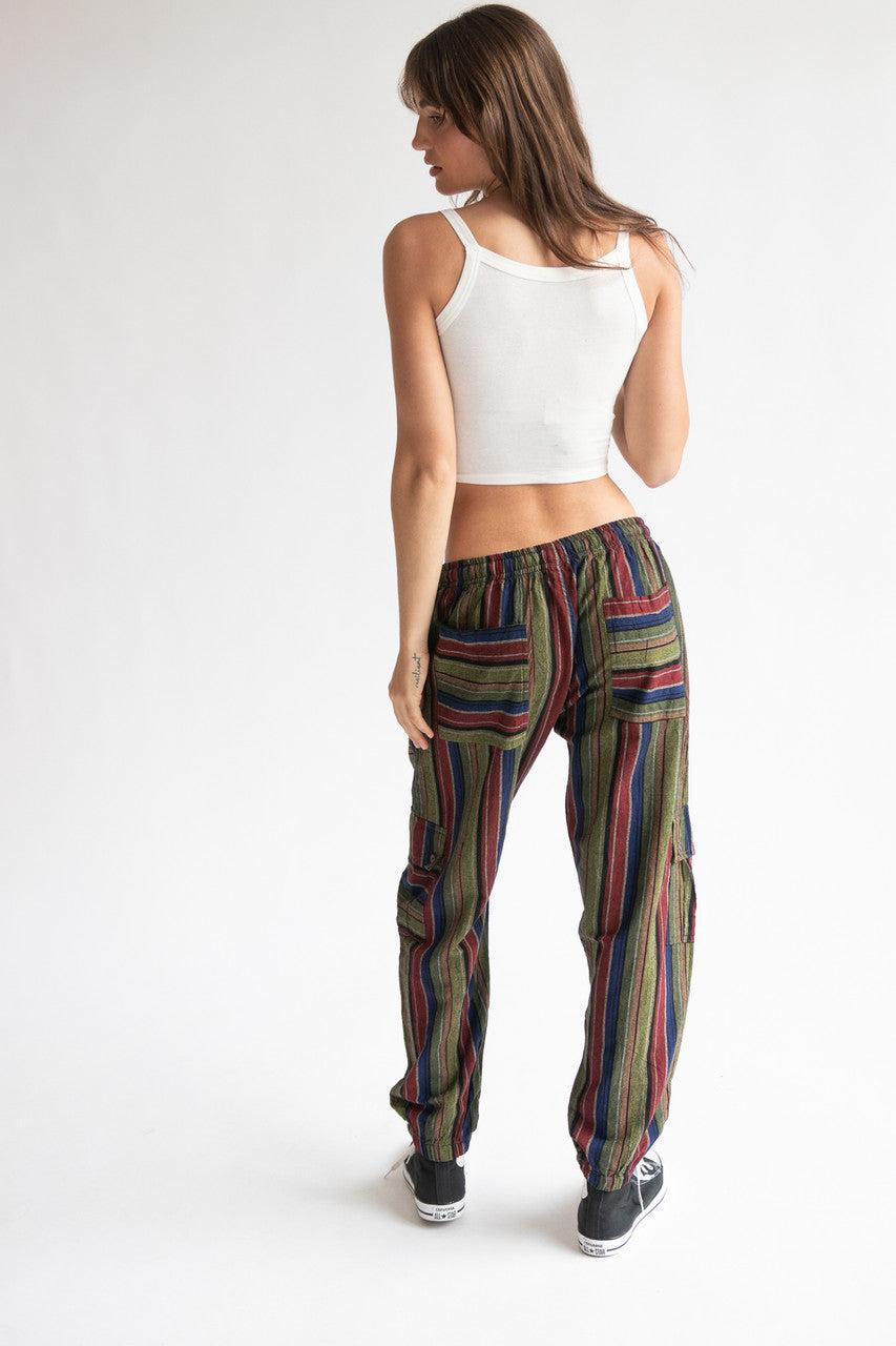 Striped Cargo Joggers Product Image