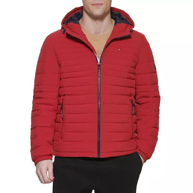 Men's Tommy Hilfiger Hooded Puffer Jacket, Size: XXL, Beige White Camoflauge Product Image