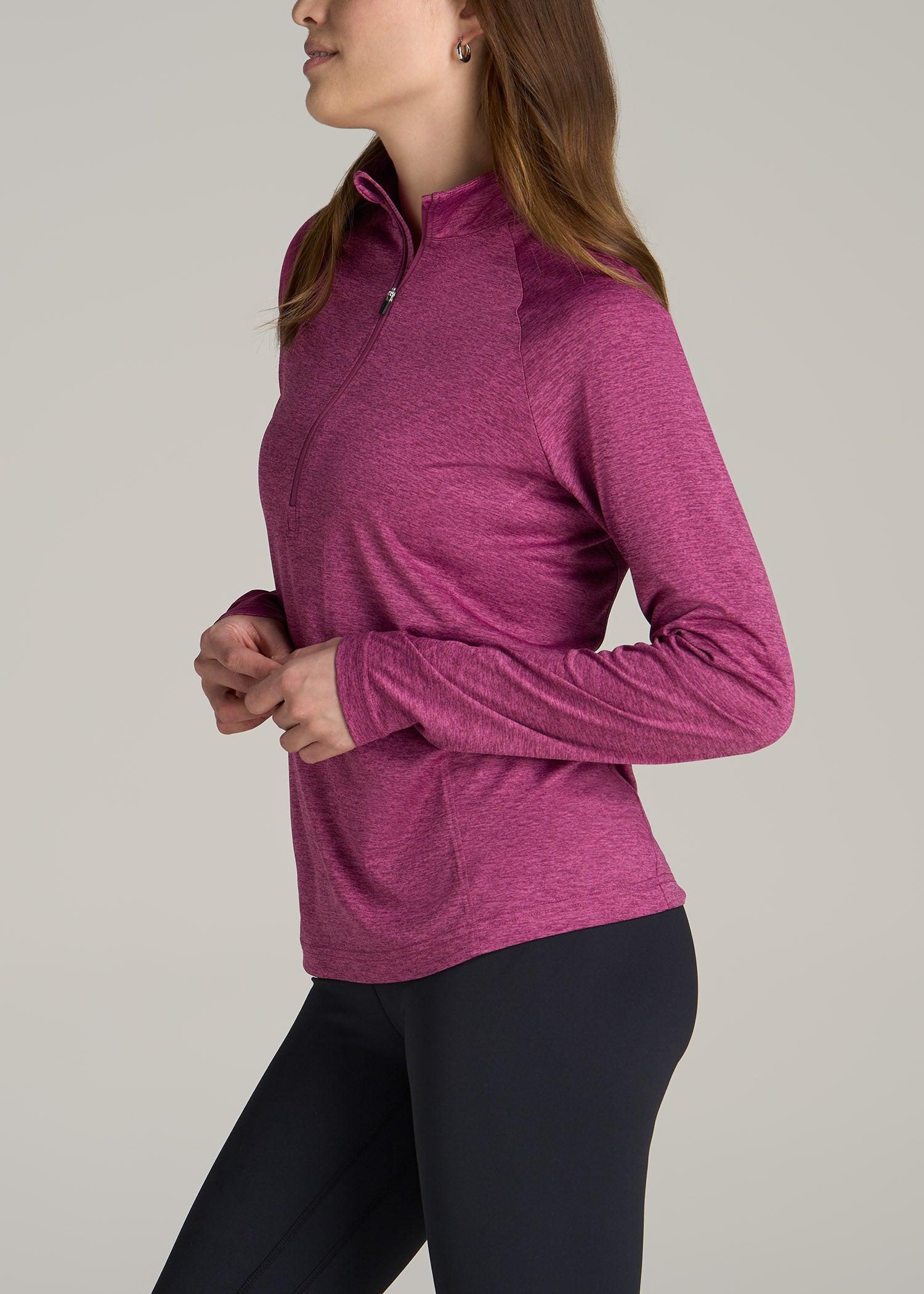 Long Sleeve Active Half Zip Pullover Tall Women's Jacket in Raspberry Space Dye Product Image