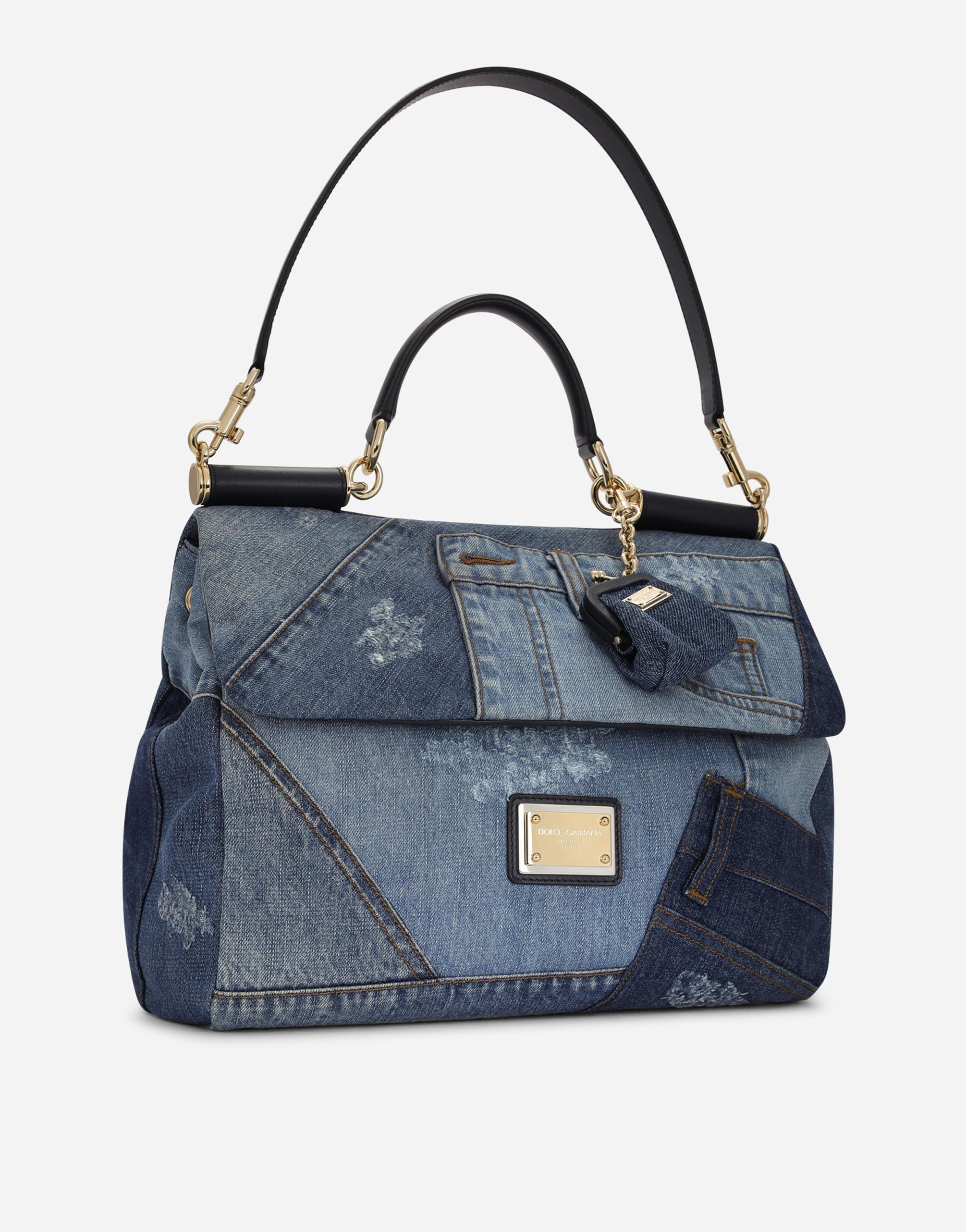 DOLCE & GABBANA Large Patchwork Denim Sicily Soft Bag Product Image