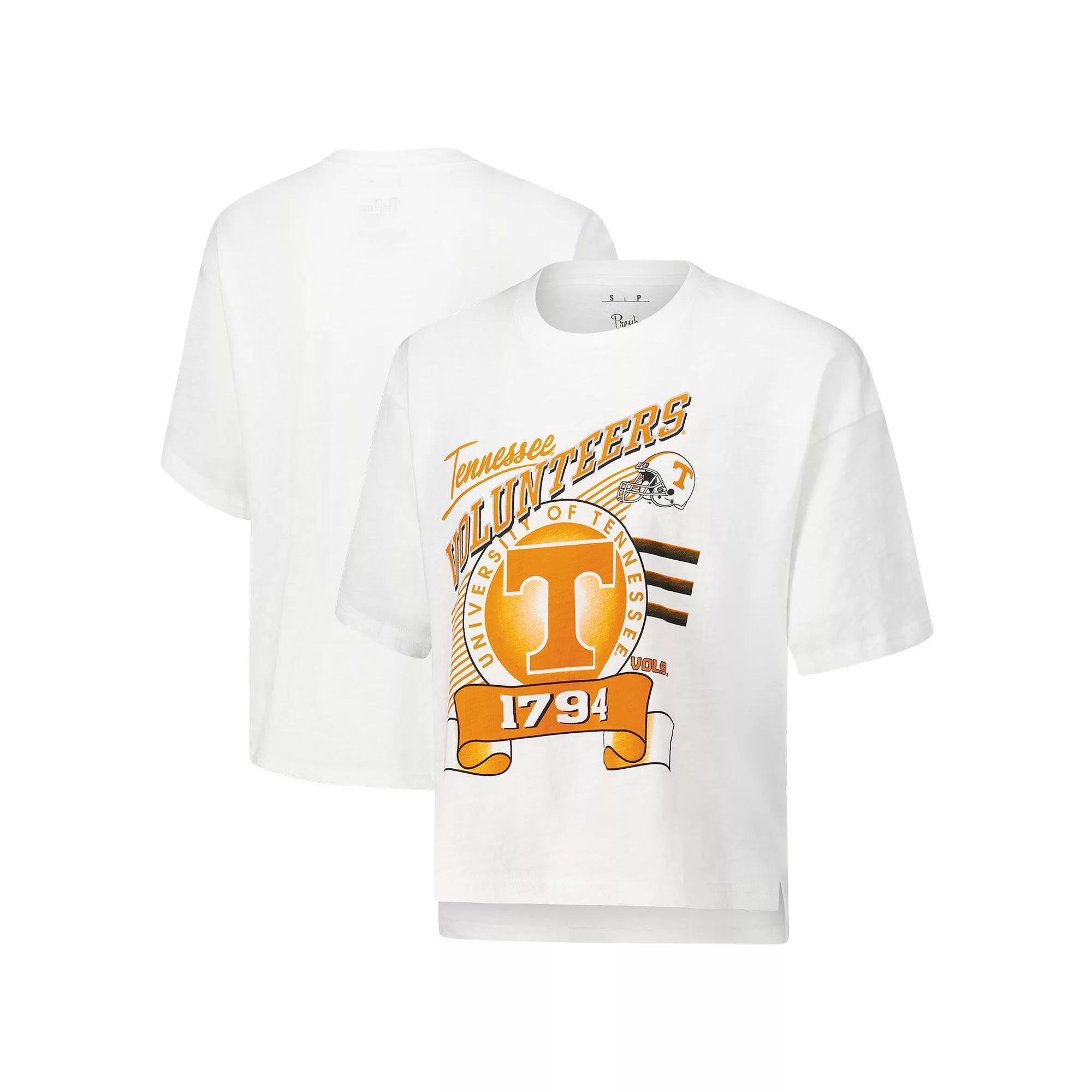 Women's Pressbox White Tennessee Volunteers Rock & Roll Slub T-Shirt,  Product Image