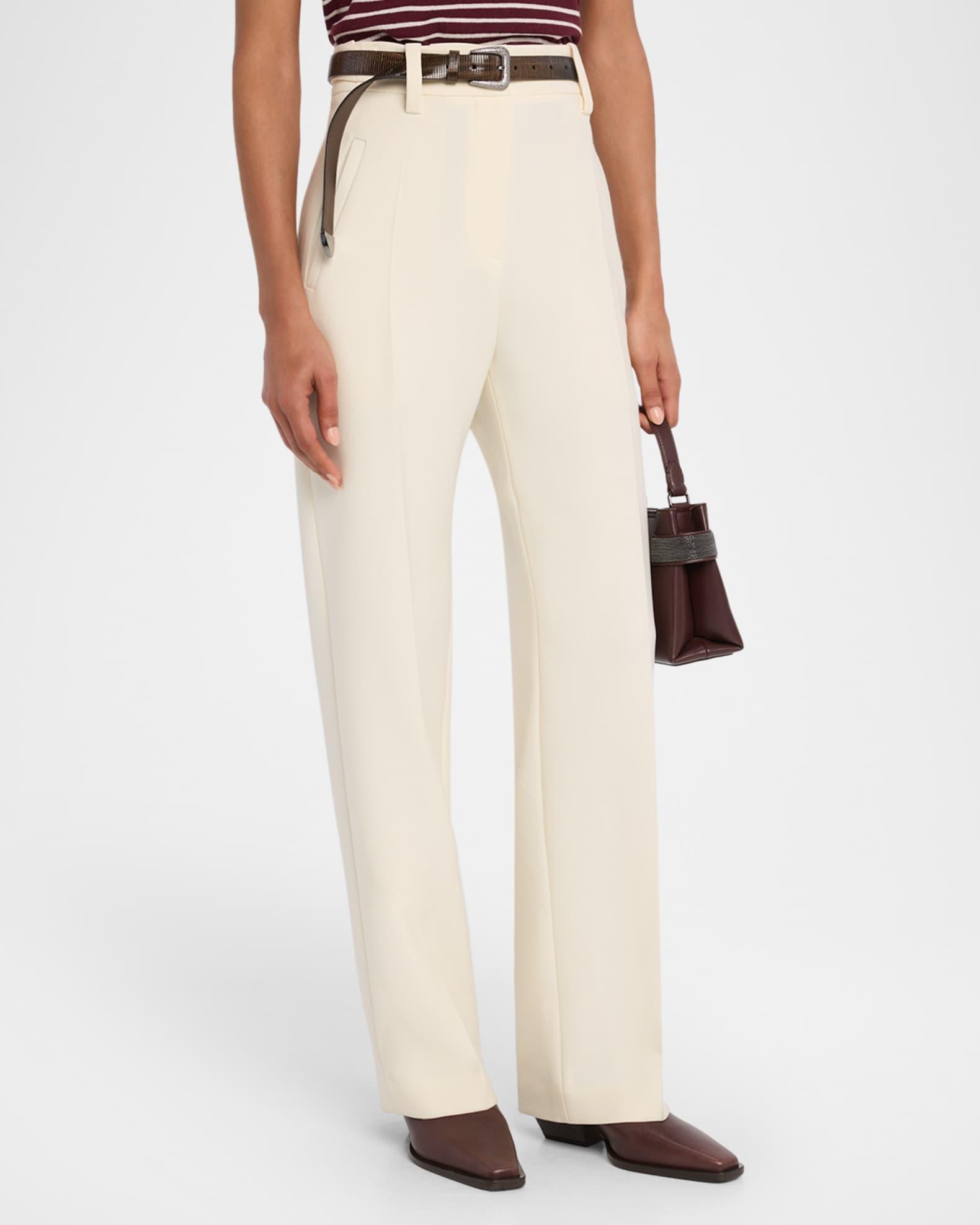 Button-Waist Double Canvas Wool Straight-Leg Pants Product Image