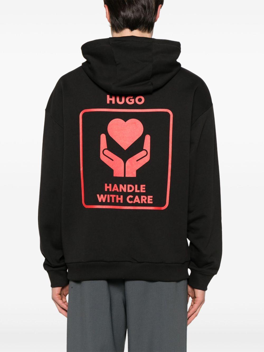 heart-print cotton hoodie Product Image