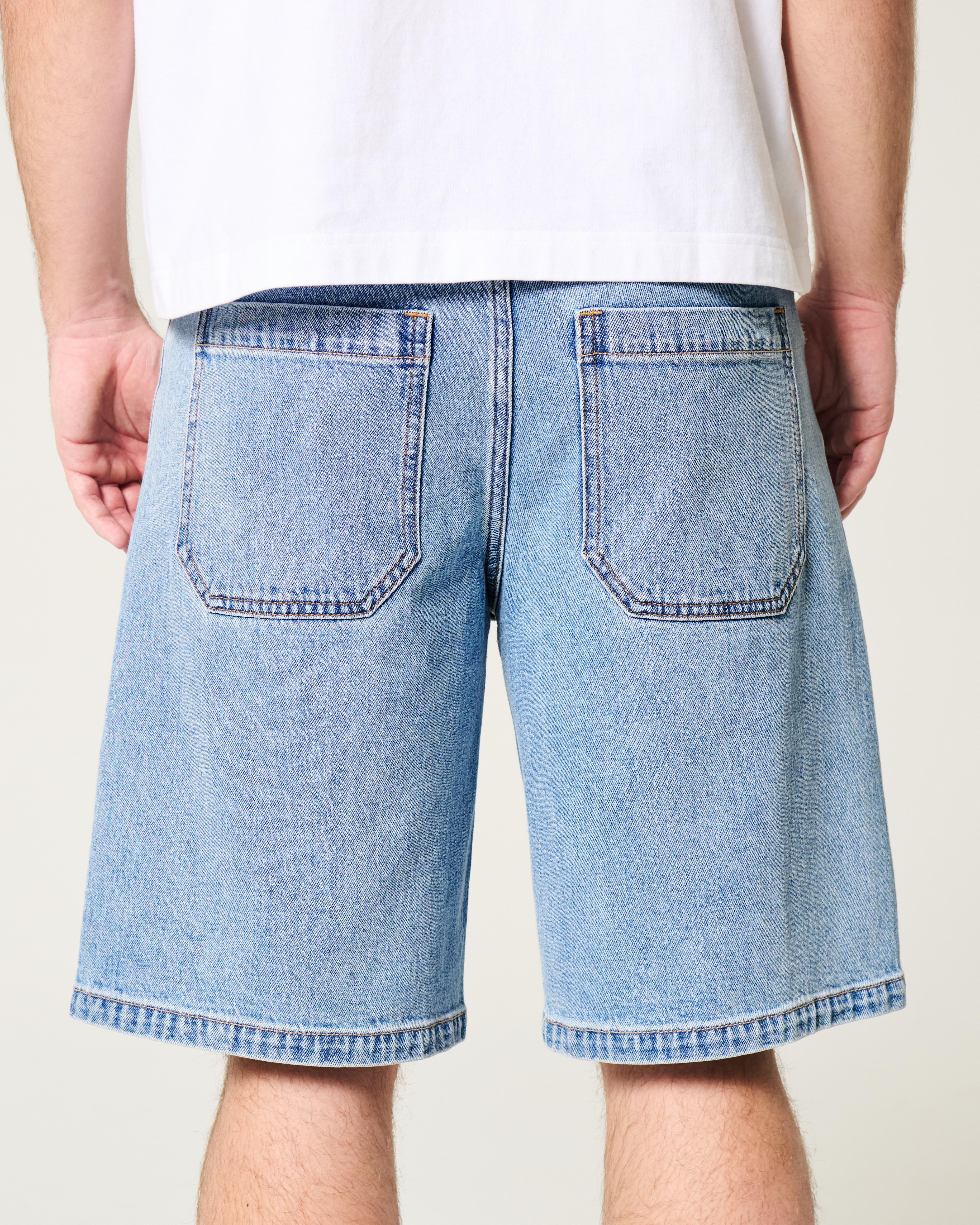 Washed Black Baggy Jean Shorts Product Image