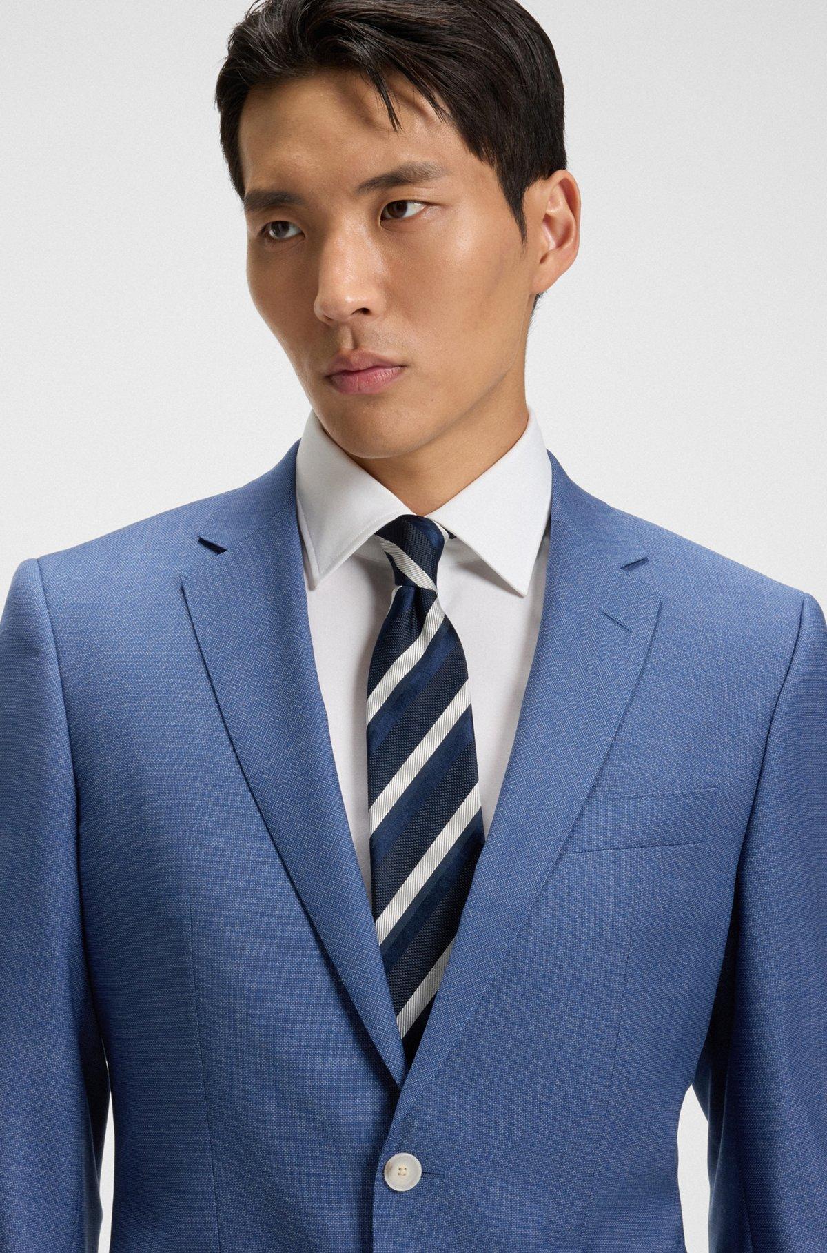 BOSS - Slim-fit suit in micro-patterned wool - Blue Product Image