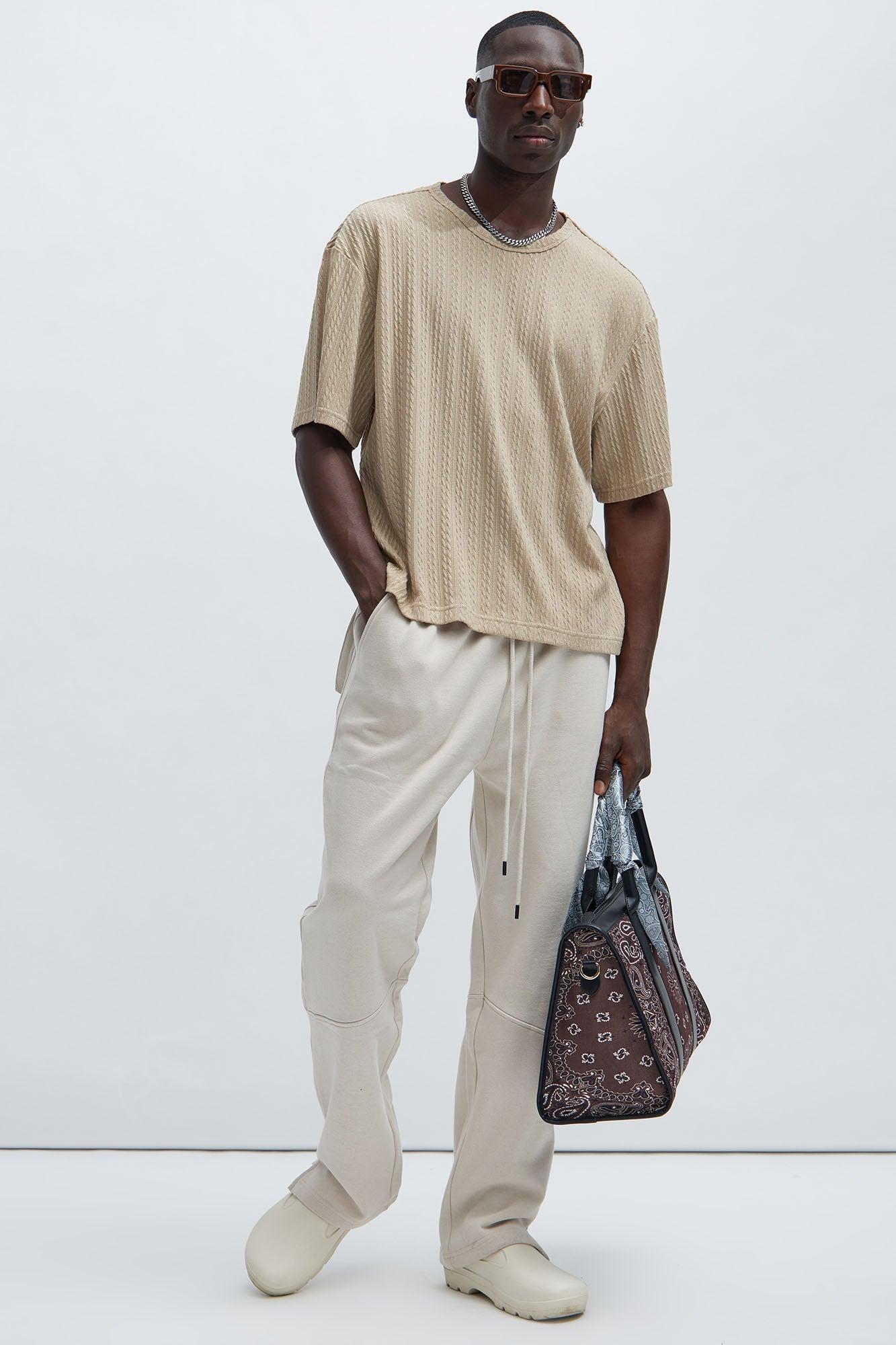 Kellen Textured Relaxed Tee - Tan Product Image