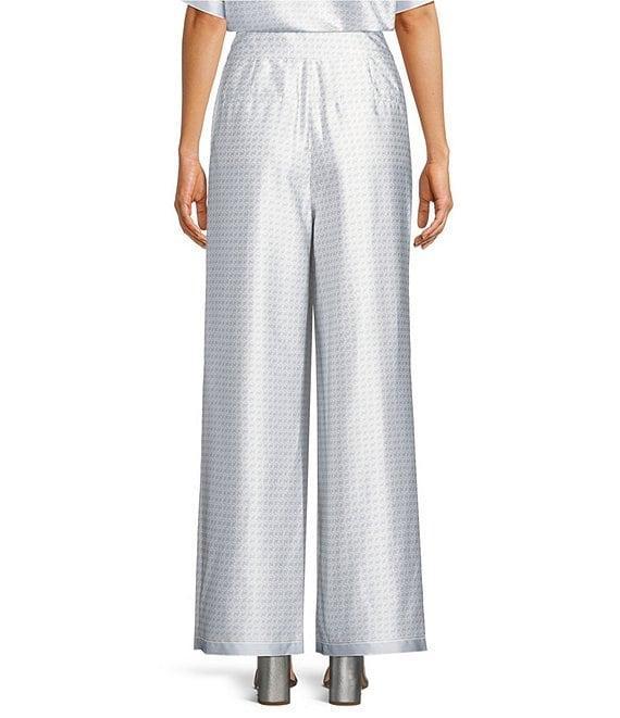 Le' AL.X Logo Print Satin High Waisted Pleated Front Wide Leg Coordinating Pants Product Image