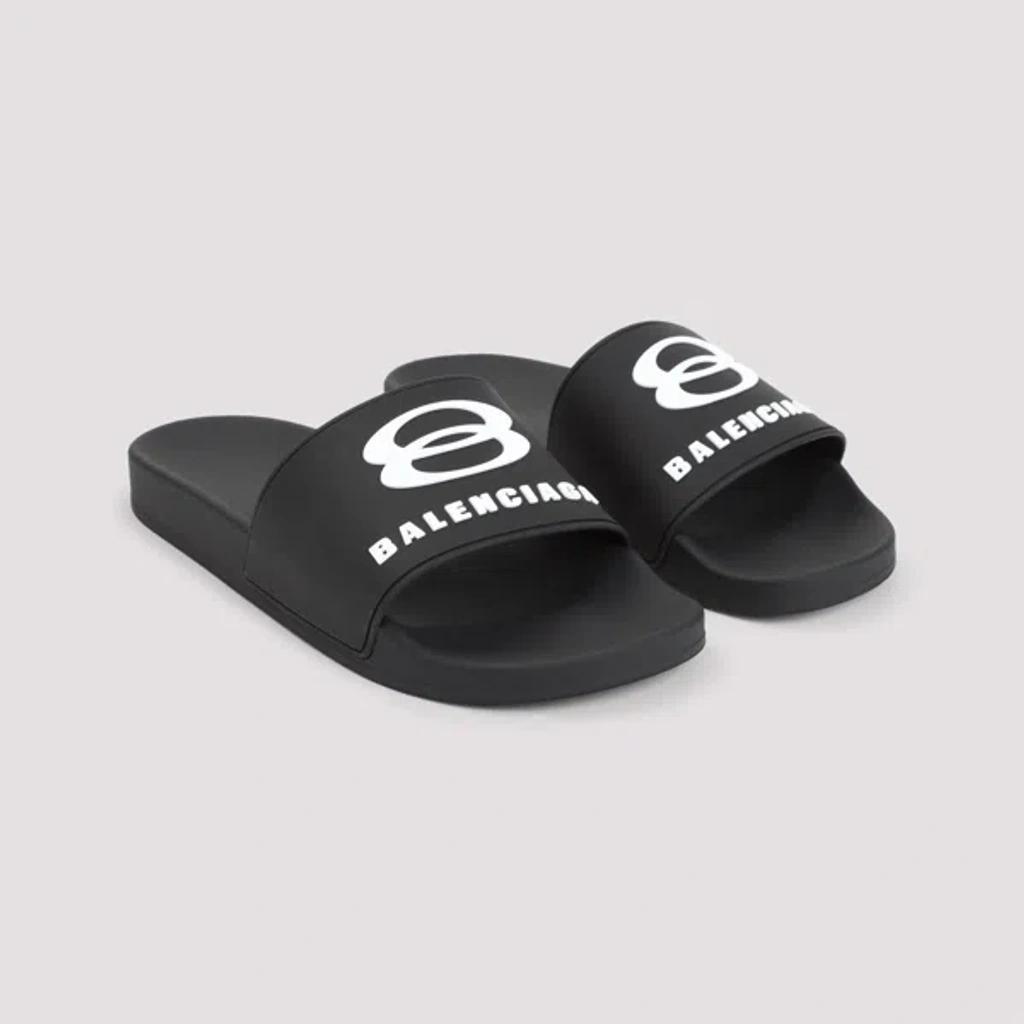 BALENCIAGA Rubber Slide Sandals For The Pool Men In Black White Product Image