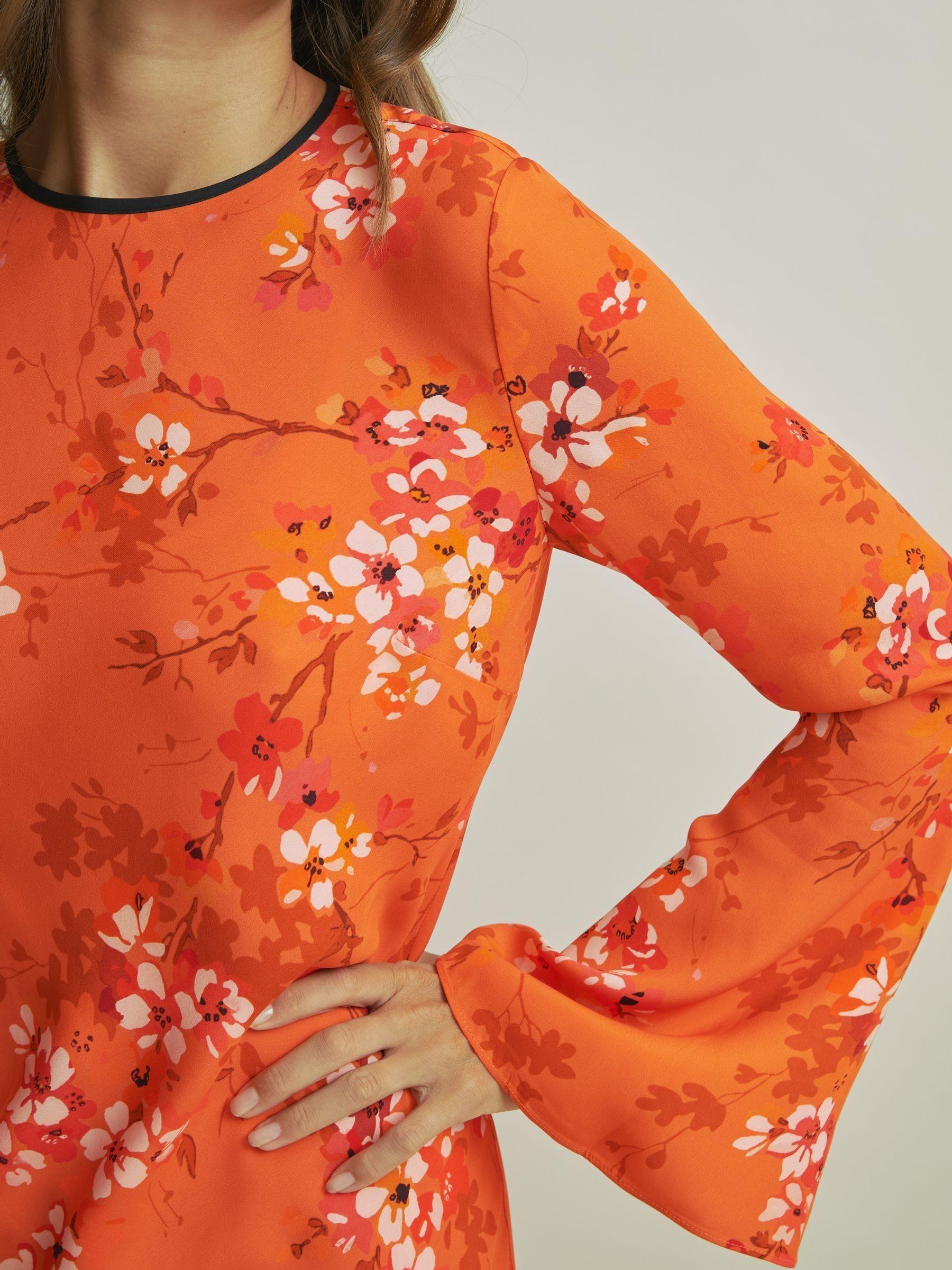Florere Flute Sleeve Midi Dress in Orange Product Image