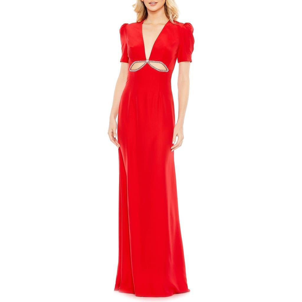 Cutout Column Gown In Red Product Image