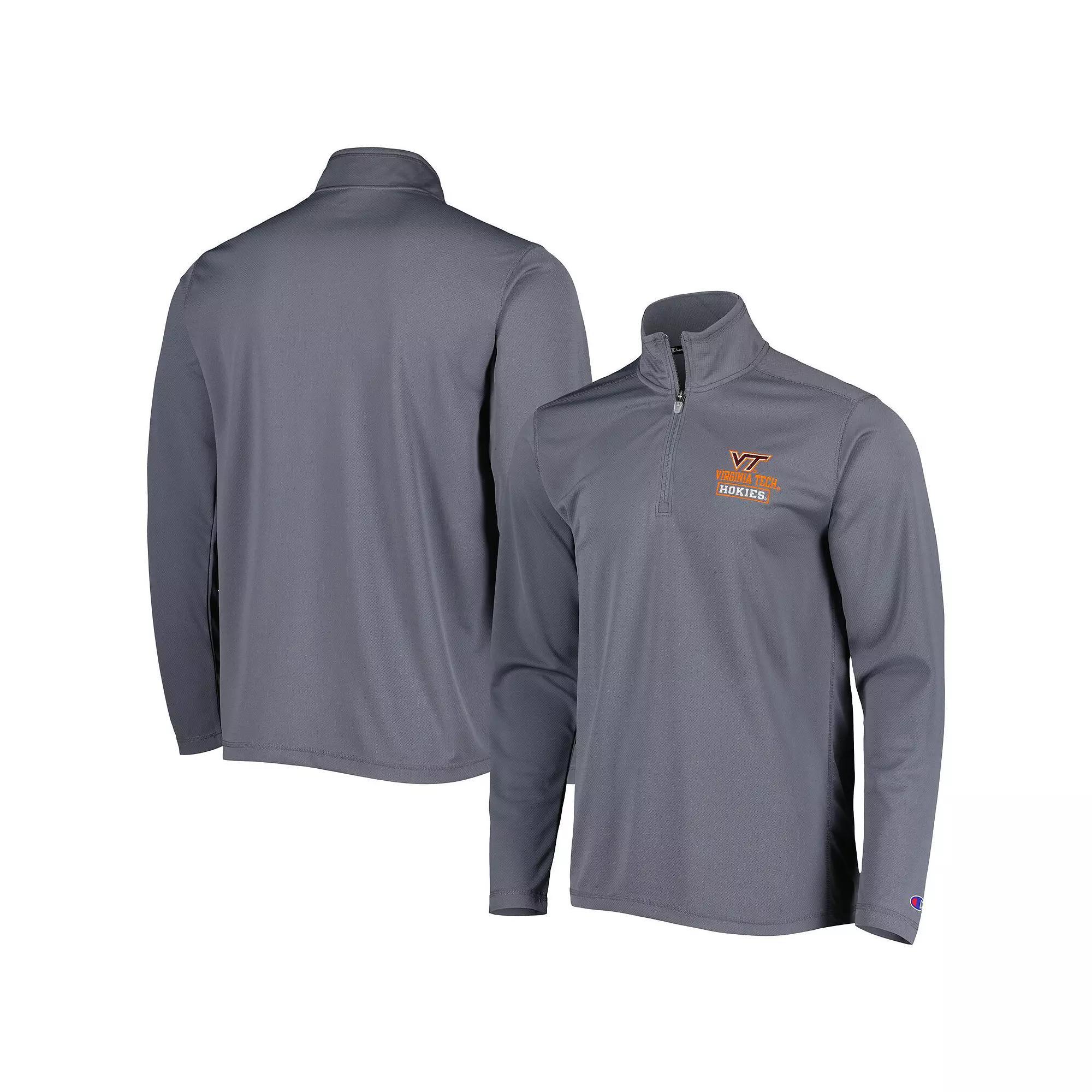 Men's Champion Gray Virginia Tech Hokies Textured Quarter-Zip Jacket, Size: Large, Grey Product Image