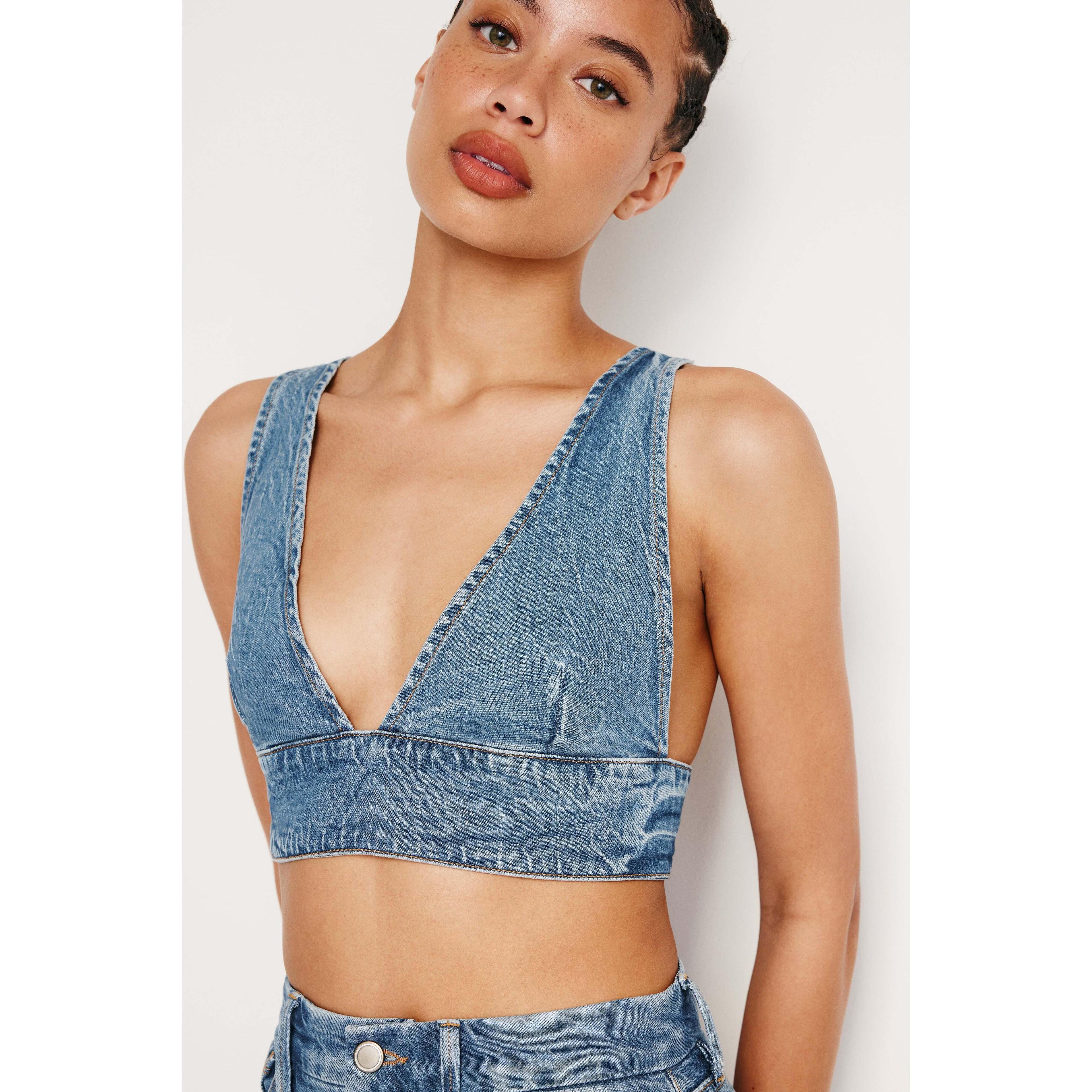 Womens Denim Bra Top Product Image