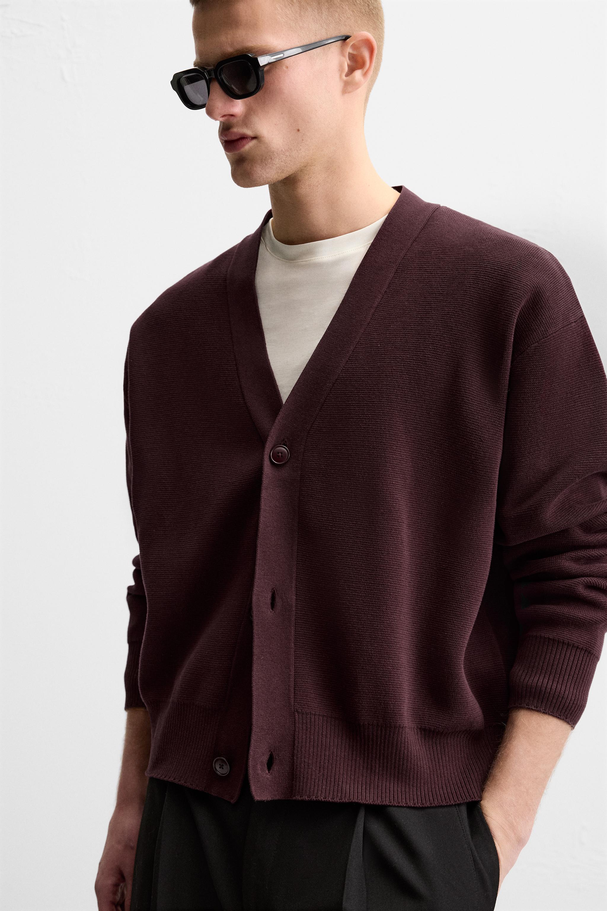 TEXTURED COTTON CARDIGAN Product Image