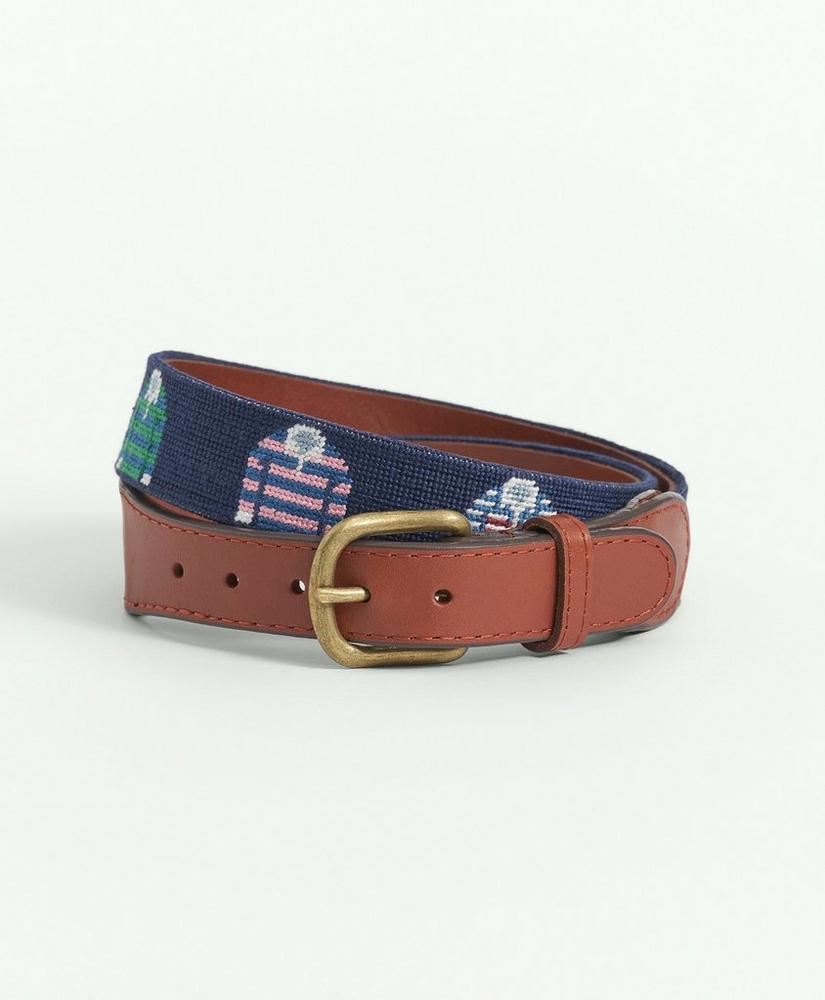 Smathers & Branson Leather Needlepoint American Flag Belt Product Image