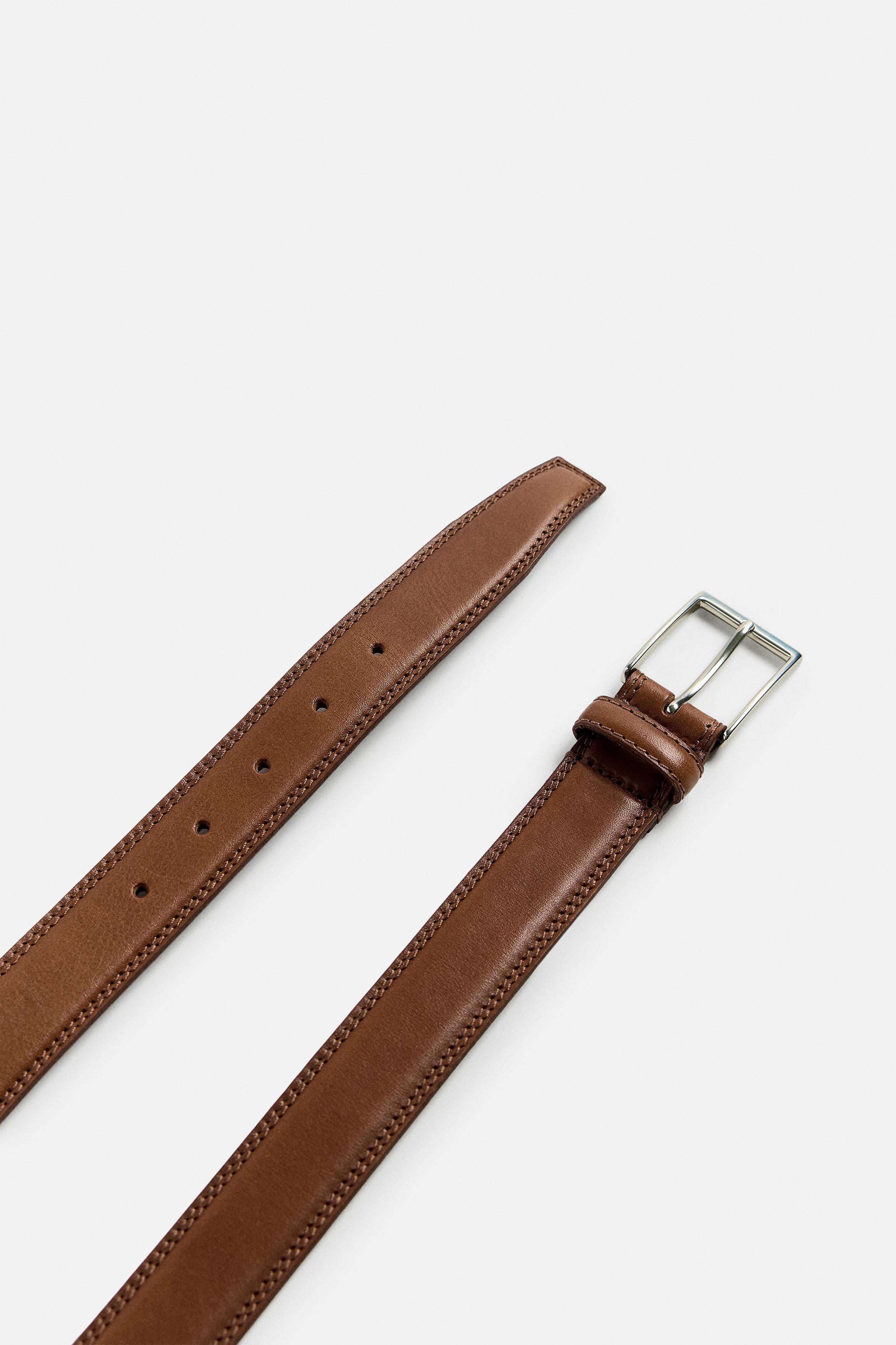 TOPSTITCHED LEATHER BELT Product Image