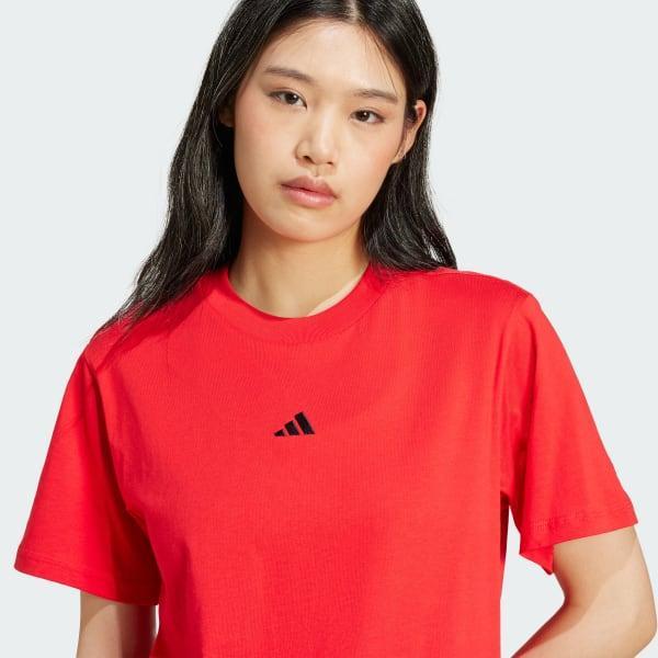 adidas Essentials Small Logo Cotton Tee Pure Ruby XS Womens Product Image