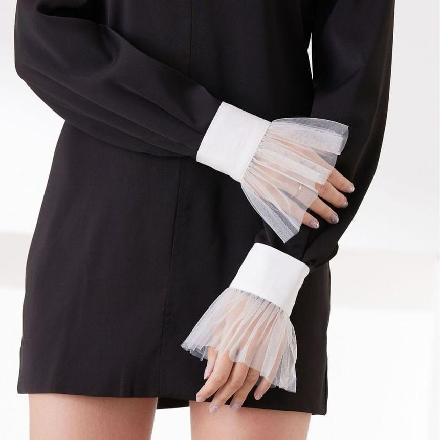 Plain Sheer Ruffle Decorative Wrist Cuffs Product Image