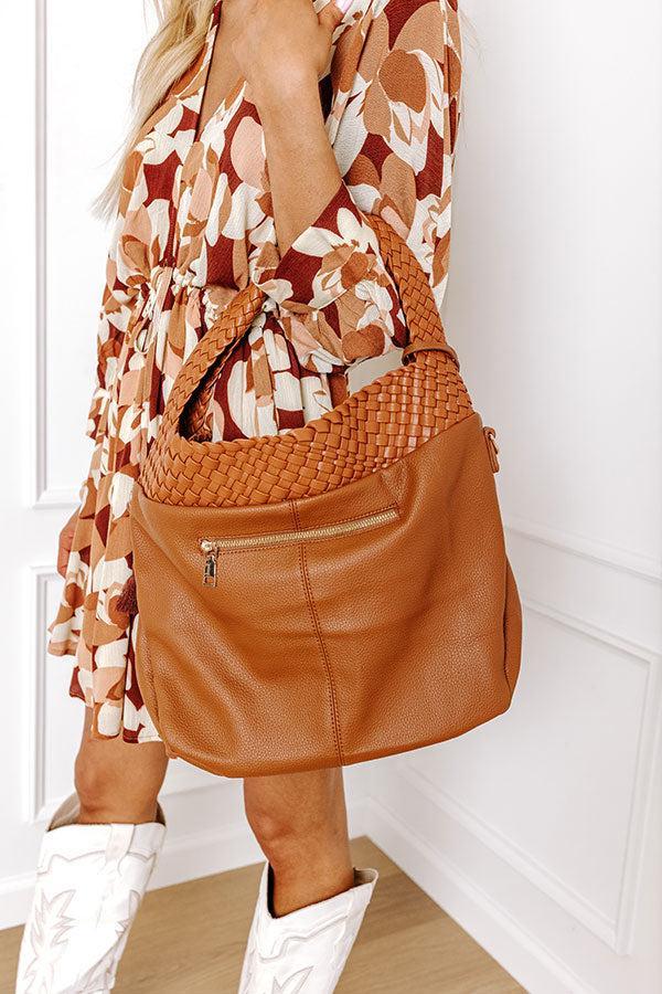 Luxe Lifestyle Faux Leather Tote In Brown Product Image