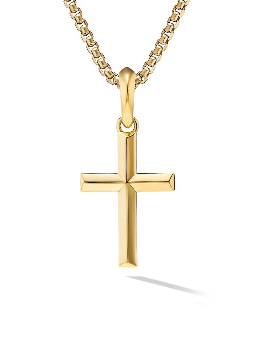 Mens Cross Pendant in 18K Yellow Gold, 24MM Product Image